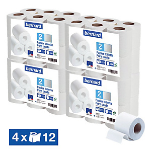 Papier toilette Bernard 2 épaisseurs, lot de 48 rouleaux Papier toilette Bernard 2 épaisseurs, lot de 48 rouleaux