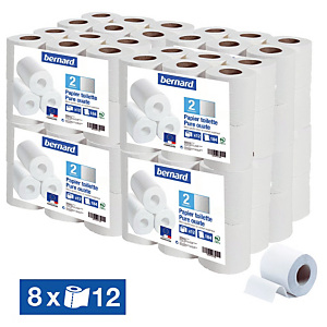 Papier toilette Bernard 2 épaisseurs, lot de 96 rouleaux Papier toilette Bernard 2 épaisseurs, lot de 96 rouleaux