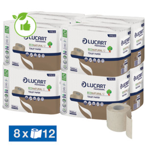 Papier toilette Lucart EcoNatural 12, 2 épaisseurs, lot de 96 rouleaux