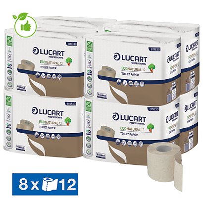 Papier toilette Lucart EcoNatural 12, 2 épaisseurs, lot de 96 rouleaux - 1