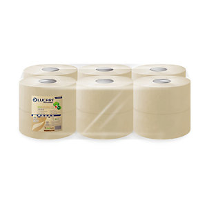 Papier toilette Lucart EcoNatural économique, lot de 12 mini bobines