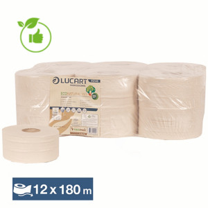 Papier toilette Lucart EcoNatural économique, lot de 12 mini bobines