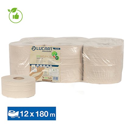 Papier toilette mini jumbo Lucart EcoNatural économique, lot de 12 - 1