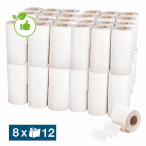 Papier toilette recyclé 2 épaisseurs, lot de 96 rouleaux Papier toilette recyclé 2 épaisseurs, lot de 96 rouleaux