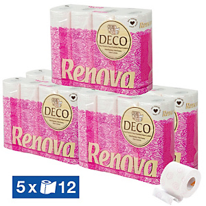 Papier toilette Renova 4 épaisseurs lotionnées, lot de 60 rouleaux Papier toilette Renova 4 épaisseurs lotionnées, lot de 60 rouleaux