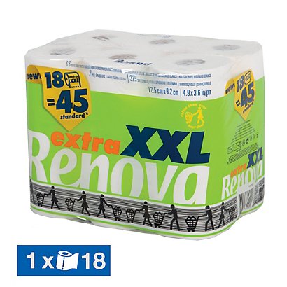 Papier toilette Renova Compact Extra XXL 2 ép, lot de 18 rouleaux - 1