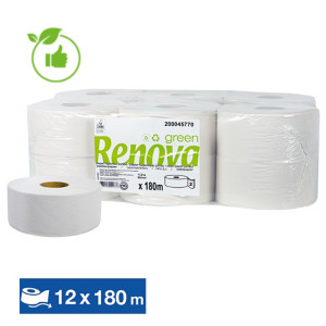 Papier toilette Renova Green, lot de 12 mini bobines Papier toilette Renova Green, lot de 12 mini bobines
