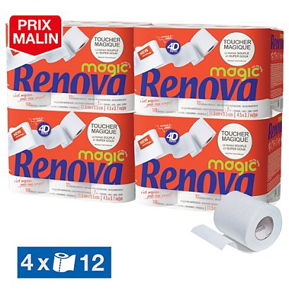Papier toilette Renova Magic 2 épaisseurs, lot de 48 rouleaux - 1