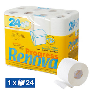 Papier toilette Renova Progress 2 épaisseurs, lot de 24 rouleaux Papier toilette Renova Progress 2 épaisseurs, lot de 24 rouleaux