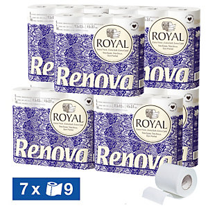 Papier toilette Renova Royal 4 épaisseurs, lot de 63 rouleaux