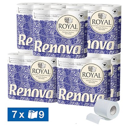 Papier toilette Renova Royal 4 épaisseurs, lot de 63 rouleaux - 1