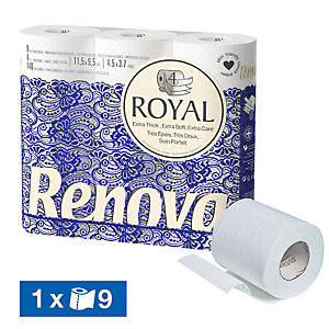 Papier toilette Renova Royal 4 épaisseurs, lot de 9 rouleaux