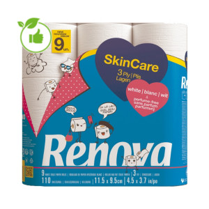 Papier toilette Renova SkinCare 3 épaisseurs, lot de 9 rouleaux Papier toilette Renova SkinCare 3 épaisseurs, lot de 9 rouleaux