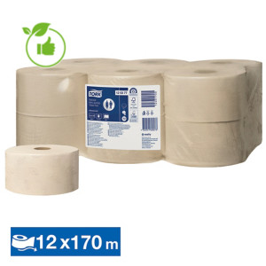 Papier toilette Tork Natural Mini Jumbo Advanced T2 2 épaisseurs, lot de 12 rouleaux