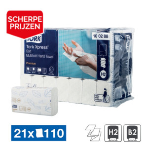 Papieren handdoekjes Tork XPress Soft H2, 21 pakjes van 110