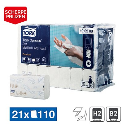 Papieren handdoekjes Tork XPress Soft H2, 21 pakjes van 110 - 1