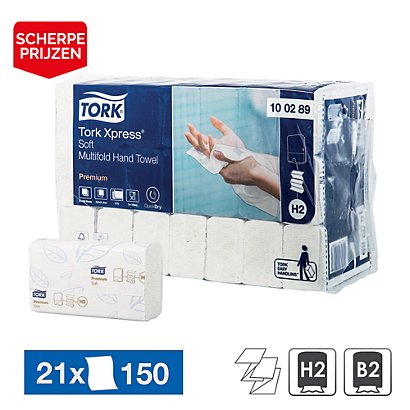 Papieren handdoekjes Tork XPress Soft H2, 21 pakjes van 150 - 1