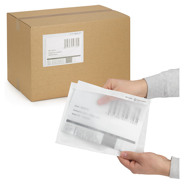 Papieren transparante paklijstenvelop 163 x 120 mm - 1