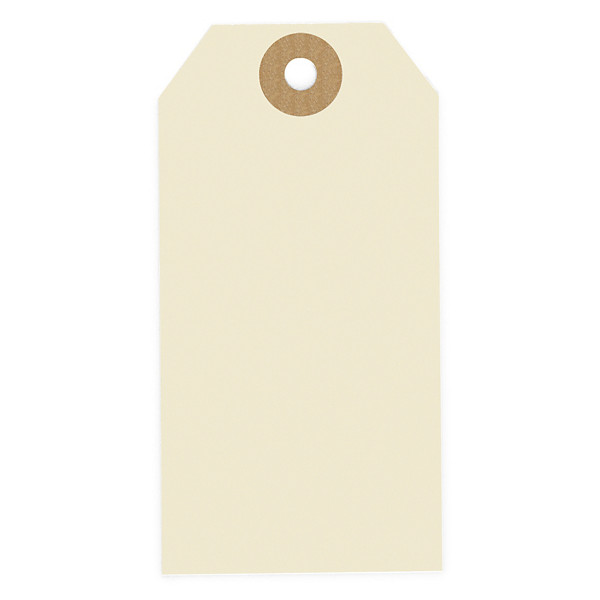Papierové visačky 100 x 51 mm, béžové, Ø očka 5 mm, bez drôtu - 1