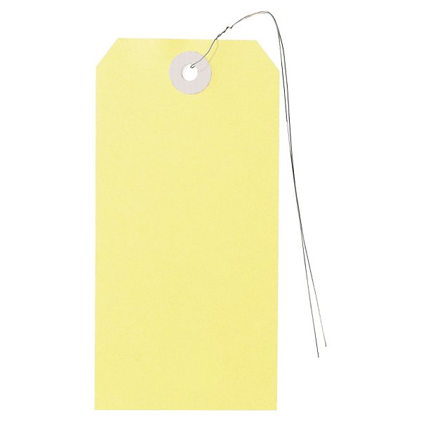 Papierové visačky 100 x 51 mm, červená, Ø očka 5 mm, kovový drôt 30 cm - 6