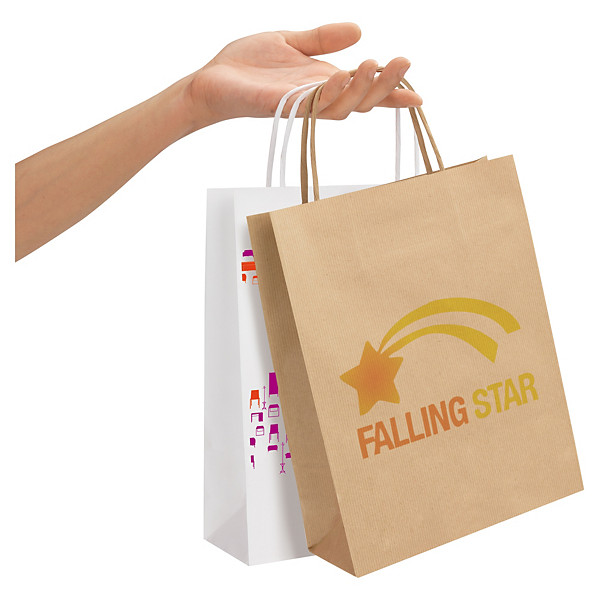 Papirposer med trykk 240x320x100 mm - Trykk 2 sider - Brun - 1