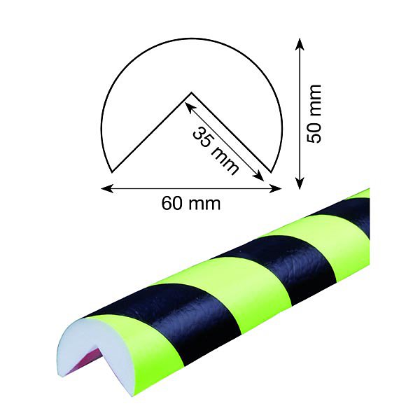 Paracolpi tipo A in schiuma di poliuretano giallo fluo/nero Ø 60 mm x 1m - 6