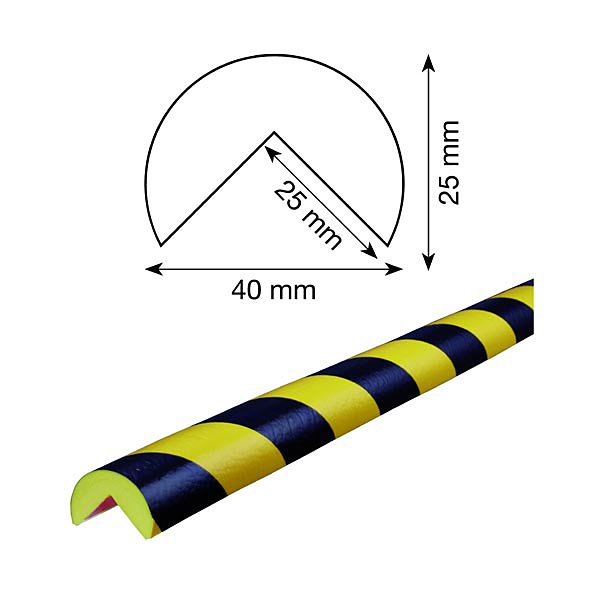 Paracolpi tipo A in schiuma di poliuretano giallo/nero con supporto in acciaio Ø 60 mm x 1m - 2