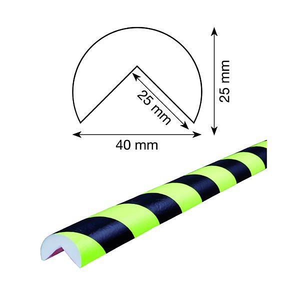 Paracolpi tipo A in schiuma di poliuretano giallo/nero con supporto in acciaio Ø 60 mm x 1m - 3