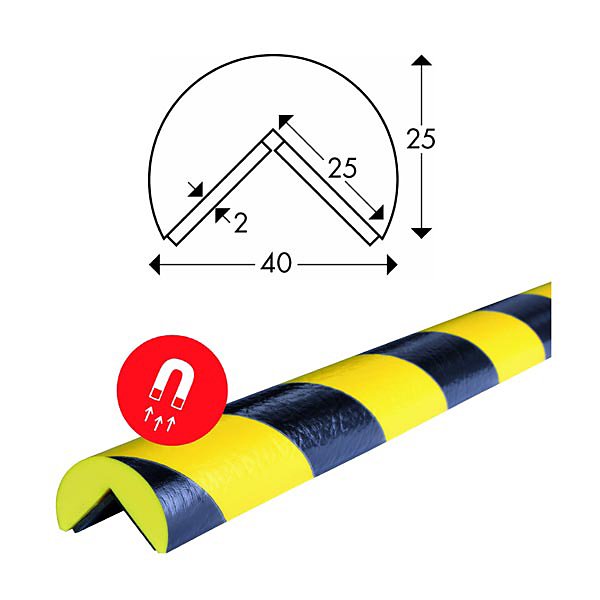 Paracolpi tipo A in schiuma di poliuretano giallo/nero con supporto in acciaio Ø 60 mm x 1m - 7