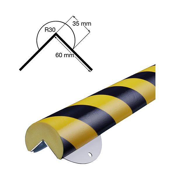 Paracolpi tipo A in schiuma di poliuretano giallo/nero con supporto in acciaio Ø 60 mm x 1m - 8