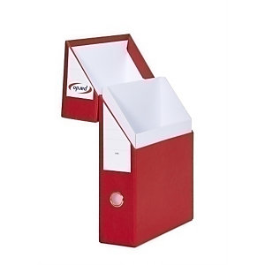 PARDO Caja Transferencia Cartón A4, Forrada en papel tela, Tapa fija, Rojo, 335 x 260 x 80 mm.
