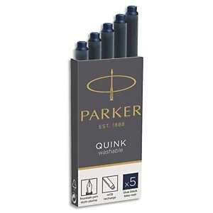 PARKER Etui de 5 cartouches longues QUINK encre Bleue/Noire. En blister. PARKER Etui de 5 cartouches longues QUINK encre Bleue/Noire. En blister.