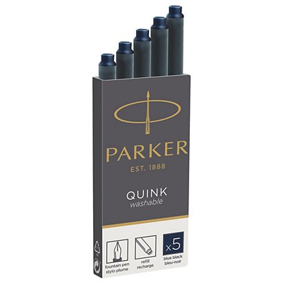 Parker Quink Cartucho de tinta para estilográfica, tinta azul oscuro