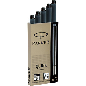 Parker Quink, cartucho de tinta para estilográfica, tinta negra Parker Quink, cartucho de tinta para estilográfica, tinta negra