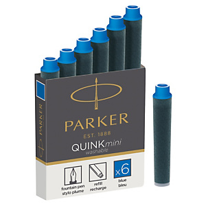 Parker Quink Mini Cartucho de tinta para estilográfica, tinta azul lavable Parker Quink Mini Cartucho de tinta para estilográfica, tinta azul lavable