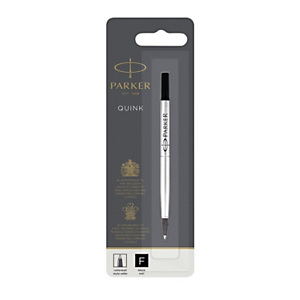 Parker Quink Recambio para bolígrafo de punta de bola, punta fina, tinta negra Parker Quink Recambio para bolígrafo de punta de bola, punta fina, tinta negra