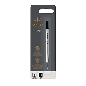 Parker Quink, recambio para bolígrafo de punta de bola, punta mediana, tinta negra Parker Quink, recambio para bolígrafo de punta de bola, punta mediana, tinta negra