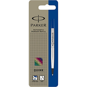 Parker Quink Recambio para bolígrafo roller, punta mediana, en blister, tinta azul