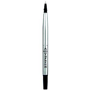 Parker Quink Recambio para bolígrafo roller, punta fina de 0,5 mm, tinta negra Parker Quink Recambio para bolígrafo roller, punta fina de 0,5 mm, tinta negra