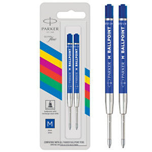 Parker QUINKflow Recharge stylo bille Jotter pointe moyenne - encre bleue - lot de 2