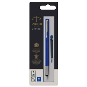 Parker Vector Pluma estilográfica, punta mediana, cuerpo azul, tinta azul Parker Vector Pluma estilográfica, punta mediana, cuerpo azul, tinta azul
