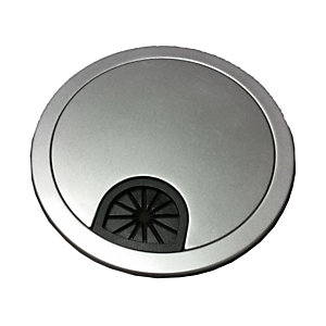 Pasacables para tablero de mesa de 60 mm de diámetro, color aluminio.