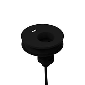 Passaspina per foro Ø 8 cm con porta USB, Nero