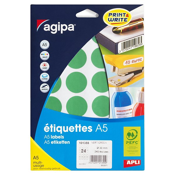 Pastille adhésive permanente noire 24 mm AGIPA - 3