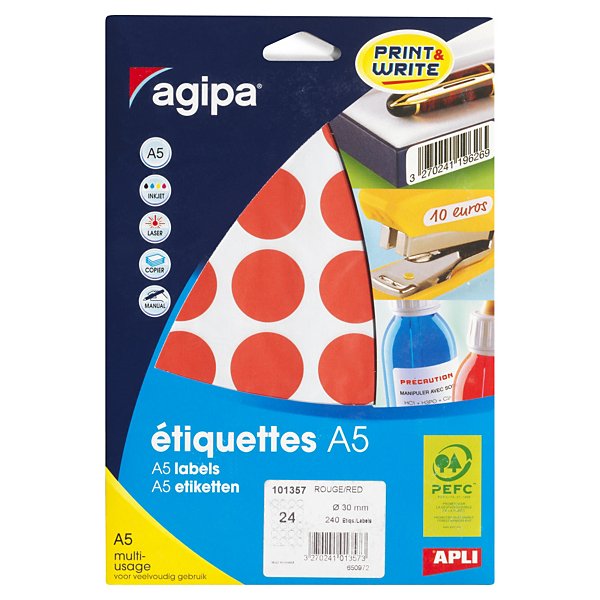 Pastille adhésive permanente noire 24 mm AGIPA - 2