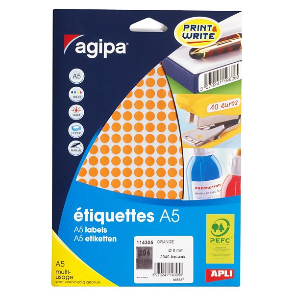 Pastille adhésive permanente noire 24 mm AGIPA - 7
