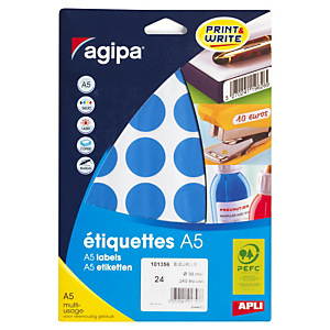 Pastille adhésive permanente bleu 24 mm