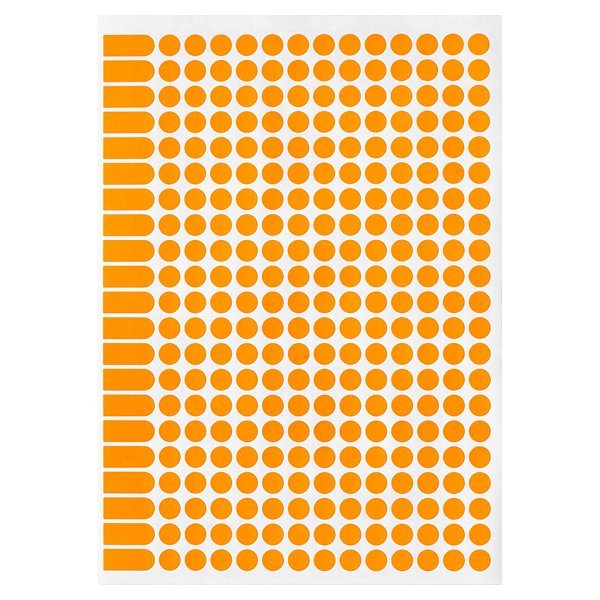 Pastille orange adhésif permanent en planche A5 30 mm diam - 2