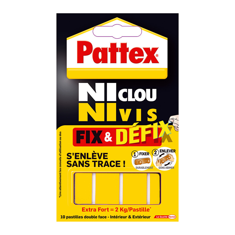 Pattex Adhésif FIX DEFIX - Paquet de 10