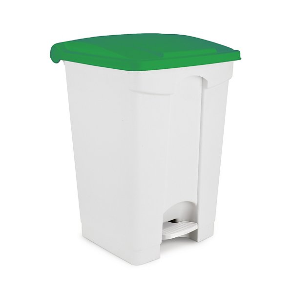 Pattumiera a pedale bianca in polipropilene con coperchio verde capacità 90 litri - 9